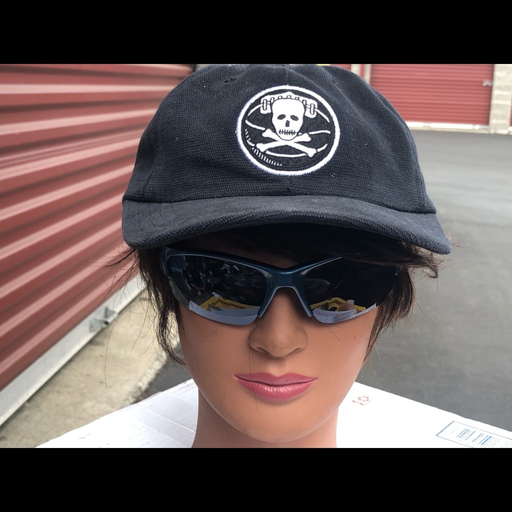 BLACK Snapback Hat Athletic Blood Sweat  Skull